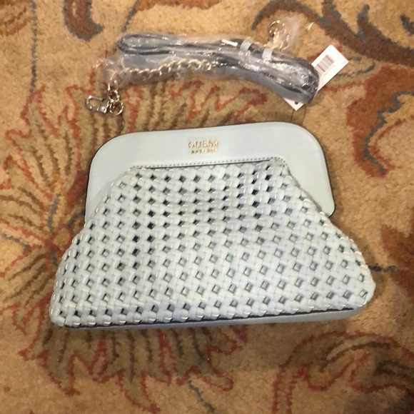 NWT Robins egg blue Guess vegan leather woven bag. - Picture 11 of 11